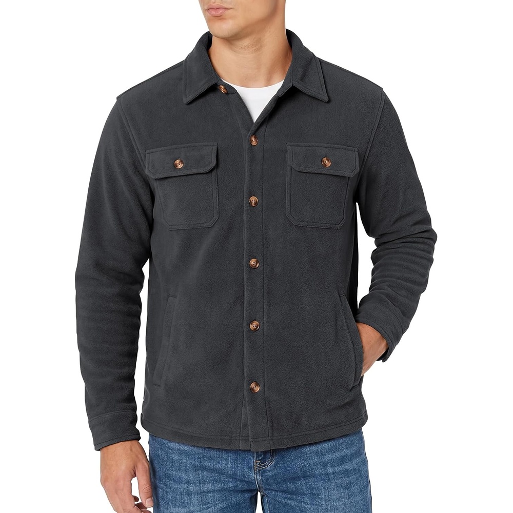 image:imageCOOFANDY Mens Fleece Shacket Button Down Shirt Jacket Winter Warm CoatDark Grey