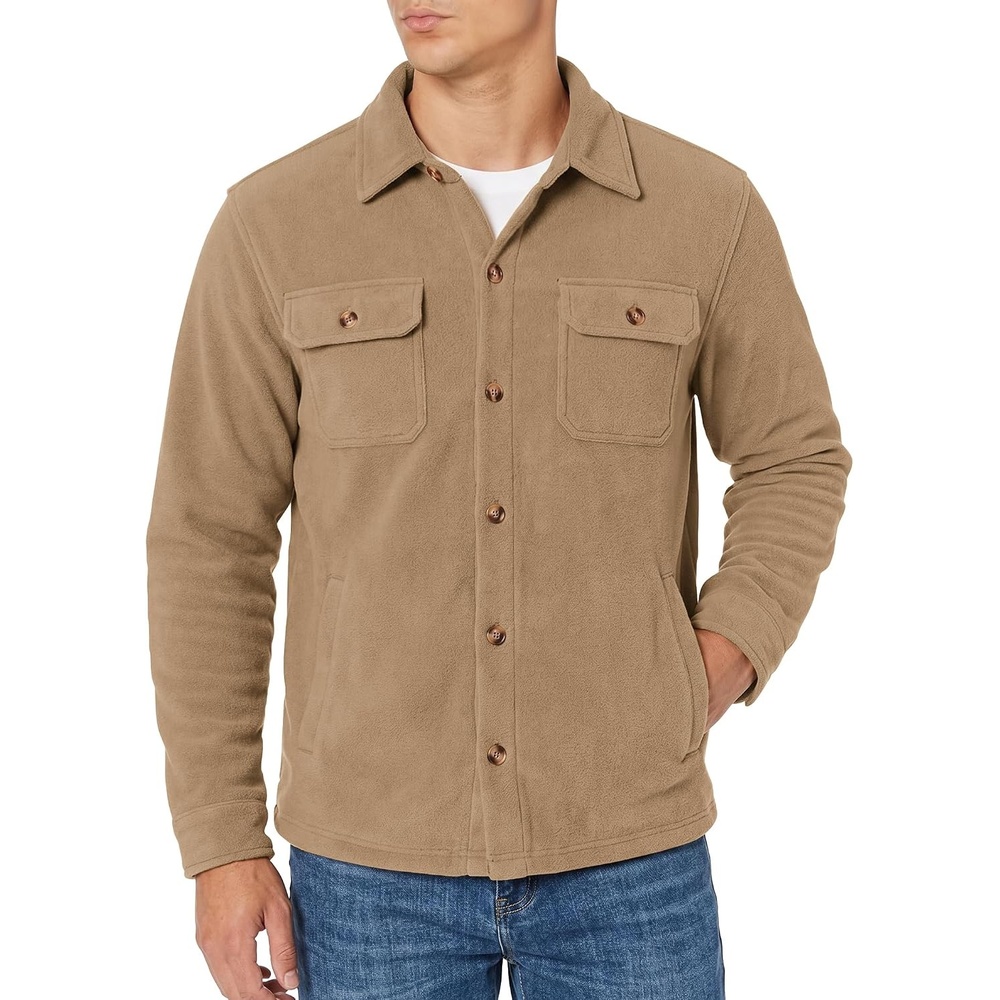 image:imageCOOFANDY Mens Fleece Shacket Button Down Shirt Jacket Winter Warm CoatKhaki