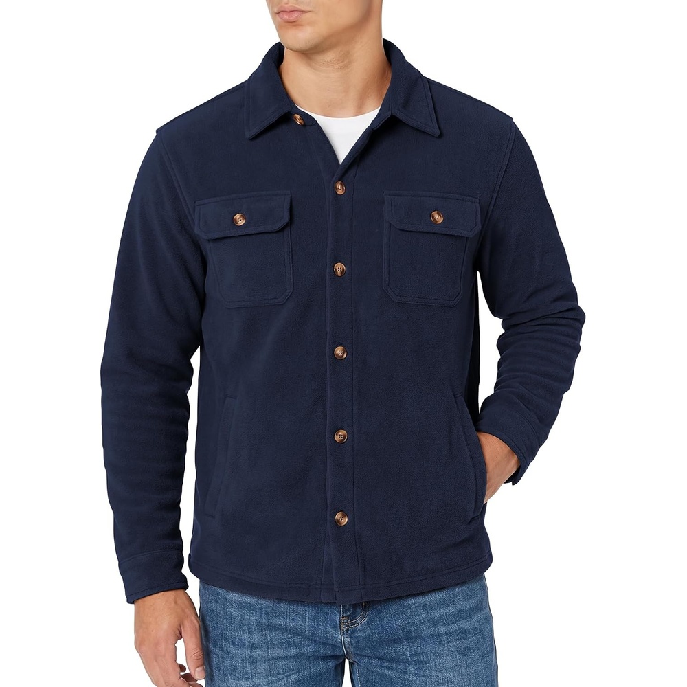 image:imageCOOFANDY Mens Fleece Shacket Button Down Shirt Jacket Winter Warm CoatNavy Blue