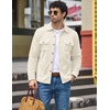 COOFANDY Mens Fleece Shacket Button Down Shirt Jacket Winter Warm Coat(Beige)