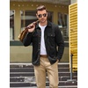 COOFANDY Mens Fleece Shacket Button Down Shirt Jacket Winter Warm Coat(Black)