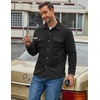COOFANDY Mens Fleece Shacket Button Down Shirt Jacket Winter Warm Coat(Black)