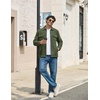 COOFANDY Mens Fleece Shacket Button Down Shirt Jacket Winter Warm Coat(Dark Green)