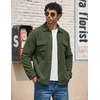 COOFANDY Mens Fleece Shacket Button Down Shirt Jacket Winter Warm Coat(Dark Green)