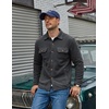 COOFANDY Mens Fleece Shacket Button Down Shirt Jacket Winter Warm Coat(Dark Grey)