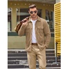 COOFANDY Mens Fleece Shacket Button Down Shirt Jacket Winter Warm Coat(Khaki)