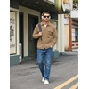 COOFANDY Mens Fleece Shacket Button Down Shirt Jacket Winter Warm Coat(Khaki)