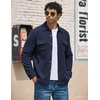 COOFANDY Mens Fleece Shacket Button Down Shirt Jacket Winter Warm Coat(Navy Blue)