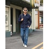 COOFANDY Mens Fleece Shacket Button Down Shirt Jacket Winter Warm Coat(Navy Blue)