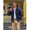 COOFANDY Mens Fleece Shacket Button Down Shirt Jacket Winter Warm Coat(Navy Blue)
