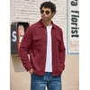 COOFANDY Mens Fleece Shacket Button Down Shirt Jacket Winter Warm Coat(Wine Red)