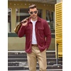 COOFANDY Mens Fleece Shacket Button Down Shirt Jacket Winter Warm Coat(Wine Red)