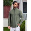COOFANDY Mens Quarter Zip Pullover Lightweight Mock Neck Sweatshirt Regualer Fit Casual Shirt(Army Green)