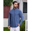 COOFANDY Mens Quarter Zip Pullover Lightweight Mock Neck Sweatshirt Regualer Fit Casual Shirt(Deep Blue)