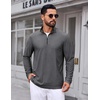 COOFANDY Mens Quarter Zip Pullover Lightweight Mock Neck Sweatshirt Regualer Fit Casual Shirt(Grey Heather)