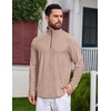 COOFANDY Mens Quarter Zip Pullover Lightweight Mock Neck Sweatshirt Regualer Fit Casual Shirt(Khaki)