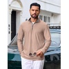 COOFANDY Mens Quarter Zip Pullover Lightweight Mock Neck Sweatshirt Regualer Fit Casual Shirt(Khaki)