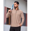 COOFANDY Mens Quarter Zip Pullover Lightweight Mock Neck Sweatshirt Regualer Fit Casual Shirt(Khaki)