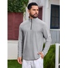 COOFANDY Mens Quarter Zip Pullover Lightweight Mock Neck Sweatshirt Regualer Fit Casual Shirt(Light Grey)