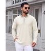 COOFANDY Mens Quarter Zip Pullover Lightweight Mock Neck Sweatshirt Regualer Fit Casual Shirt(Off-white)