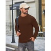 COOFANDY Men’s T Shirts Long Sleeve Cotton Blend T-Shirts Casual Crew Neck Soft Basic Tee Shirts(Brown)