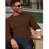 COOFANDY Men’s T Shirts Long Sleeve Cotton Blend T-Shirts Casual Crew Neck Soft Basic Tee Shirts(Brown)