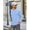 COOFANDY Men’s T Shirts Long Sleeve Cotton Blend T-Shirts Casual Crew Neck Soft Basic Tee Shirts(Light Blue)