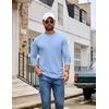 COOFANDY Men’s T Shirts Long Sleeve Cotton Blend T-Shirts Casual Crew Neck Soft Basic Tee Shirts(Light Blue)