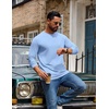 COOFANDY Men’s T Shirts Long Sleeve Cotton Blend T-Shirts Casual Crew Neck Soft Basic Tee Shirts(Light Blue)