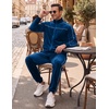 COOFANDY Mens Velour Tracksuits 2 Piece Set Outfits Zip Up Sweatsuits Velvet Jacket Pants Set(Blue)