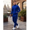 COOFANDY Mens Velour Tracksuits 2 Piece Set Outfits Zip Up Sweatsuits Velvet Jacket Pants Set(Royal Blue)