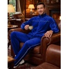 COOFANDY Mens Velour Tracksuits 2 Piece Set Outfits Zip Up Sweatsuits Velvet Jacket Pants Set(Royal Blue)