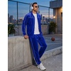 COOFANDY Mens Velour Tracksuits 2 Piece Set Outfits Zip Up Sweatsuits Velvet Jacket Pants Set(Royal Blue)