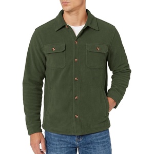 COOFANDY Mens Fleece Shacket Button Down Shirt Jacket Winter Warm Coat(Dark Green)
