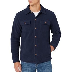 COOFANDY Mens Fleece Shacket Button Down Shirt Jacket Winter Warm Coat(Navy Blue)