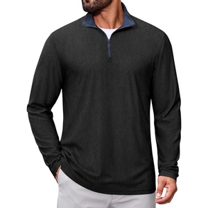 COOFANDY Mens Quarter Zip Pullover Lightweight Mock Neck Sweatshirt Regualer Fit Casual Shirt(Black)