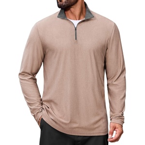 COOFANDY Mens Quarter Zip Pullover Lightweight Mock Neck Sweatshirt Regualer Fit Casual Shirt(Khaki)