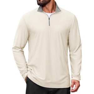 COOFANDY Mens Quarter Zip Pullover Lightweight Mock Neck Sweatshirt Regualer Fit Casual Shirt(Off-white)