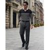 COOFANDY Mens V Neck Dress Sweater Knit Long Sleeve Pullover Sweaters(Balck White Stripe)