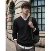 COOFANDY Mens V Neck Dress Sweater Knit Long Sleeve Pullover Sweaters(Black)
