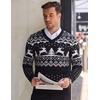 COOFANDY Mens V Neck Dress Sweater Knit Long Sleeve Pullover Sweaters(Black-white)