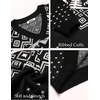 COOFANDY Mens V Neck Dress Sweater Knit Long Sleeve Pullover Sweaters(Black-white)