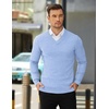 COOFANDY Mens V Neck Dress Sweater Knit Long Sleeve Pullover Sweaters(Blue)