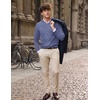 COOFANDY Mens V Neck Dress Sweater Knit Long Sleeve Pullover Sweaters(Blue and White)