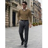 COOFANDY Mens V Neck Dress Sweater Knit Long Sleeve Pullover Sweaters(Brown)
