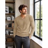 COOFANDY Mens V Neck Dress Sweater Knit Long Sleeve Pullover Sweaters(Cream-colored)