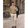 COOFANDY Mens V Neck Dress Sweater Knit Long Sleeve Pullover Sweaters(Cream-colored)
