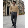 COOFANDY Mens V Neck Dress Sweater Knit Long Sleeve Pullover Sweaters(Cream-colored)
