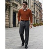 COOFANDY Mens V Neck Dress Sweater Knit Long Sleeve Pullover Sweaters(Dark Brown)