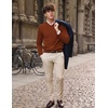 COOFANDY Mens V Neck Dress Sweater Knit Long Sleeve Pullover Sweaters(Dark Brown)